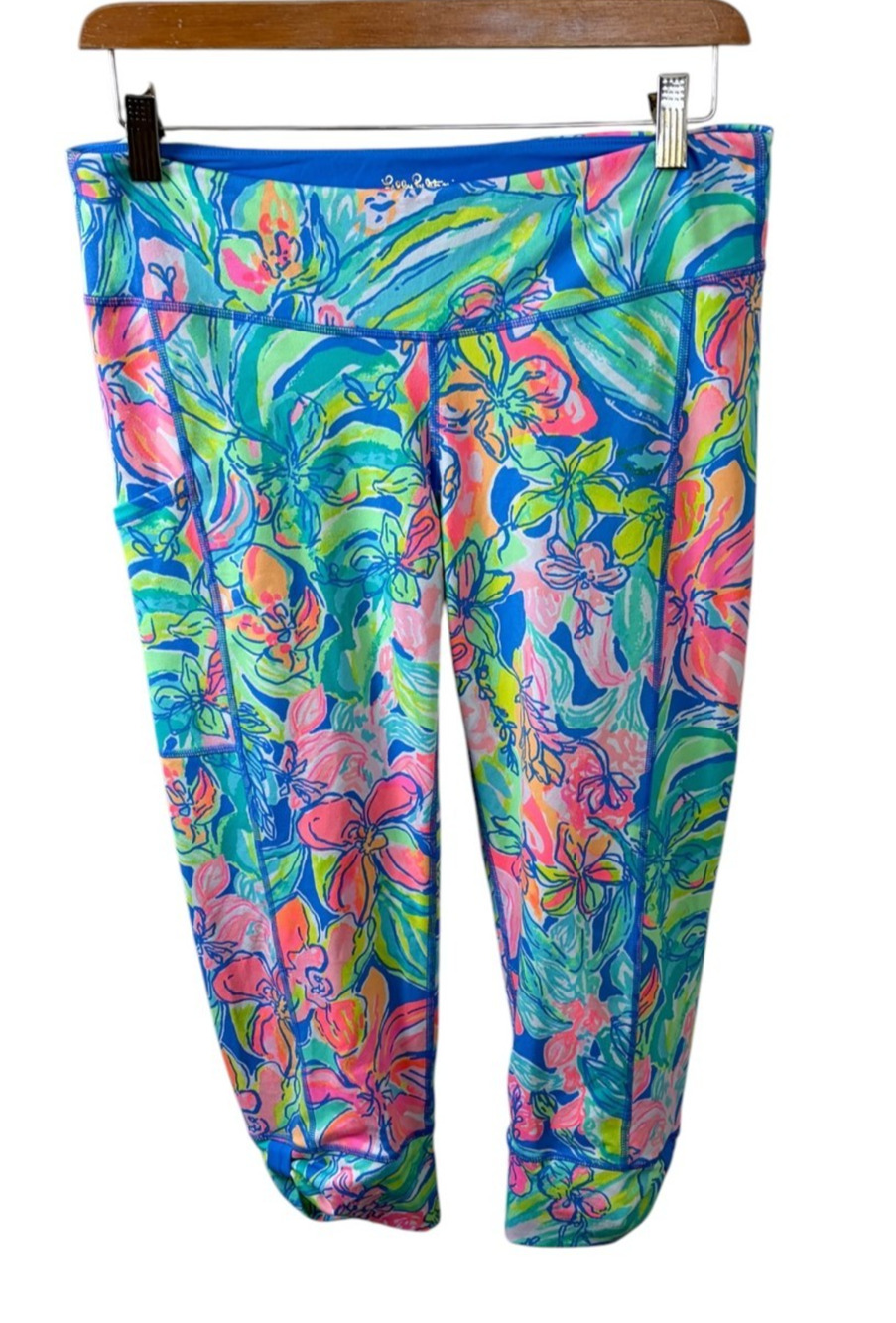Lilly Pulitzer Luxletic Fara Weekender Crop Legging Bennet Blue Surf Gypsea L